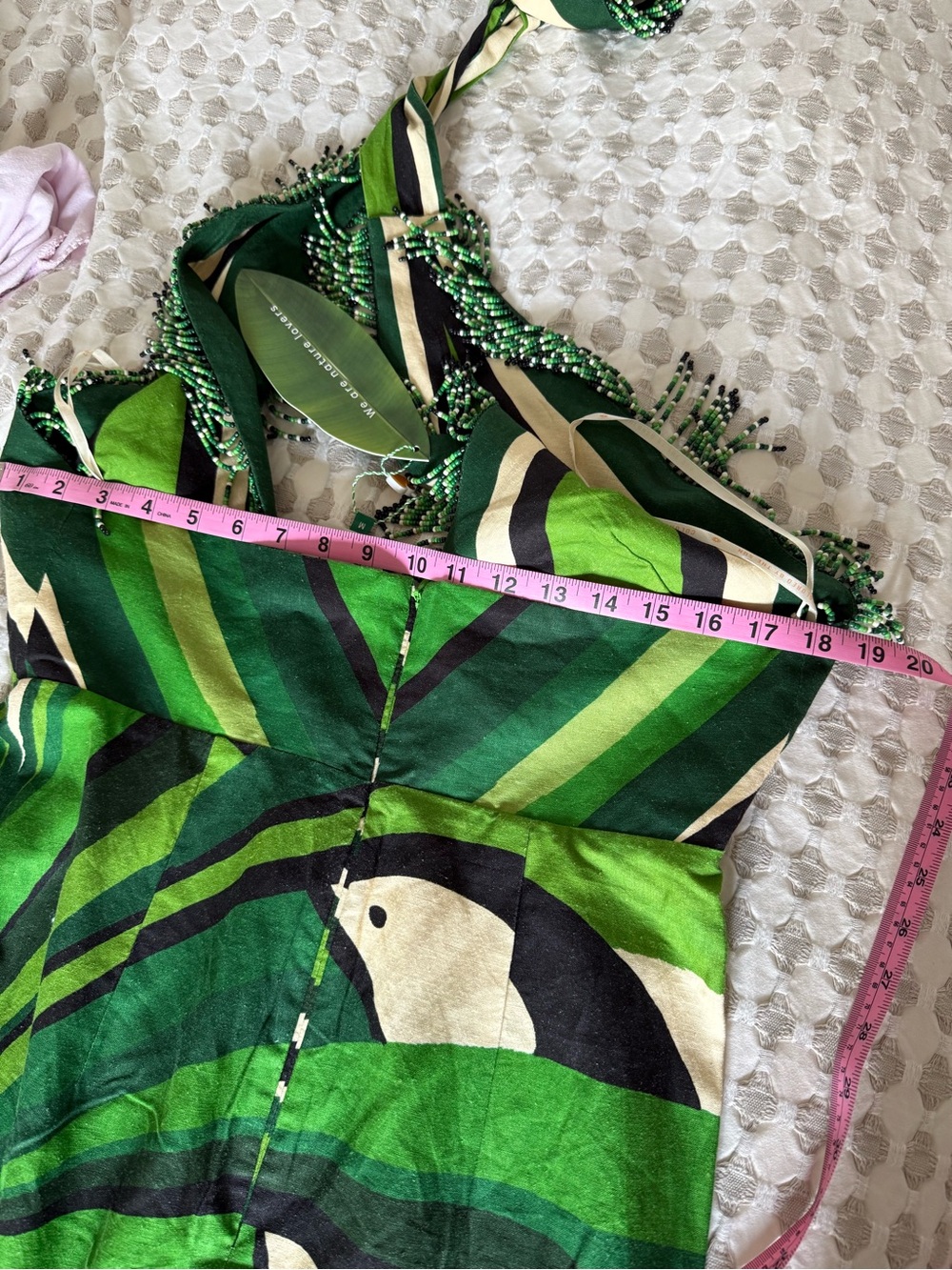 FARM Rio Toucan Tree Green & Orange Fan-Print Twist Halter Maxi Dress. Med. NWT - Picture 5 of 5